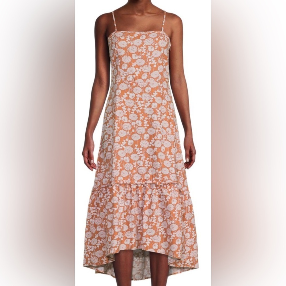 Women's Saks Fifth Avenue Ruffle Linen Blend Midi Dress